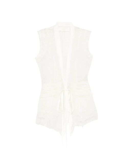 Marc Le Bihan White Gilet Transparent À Fleurs