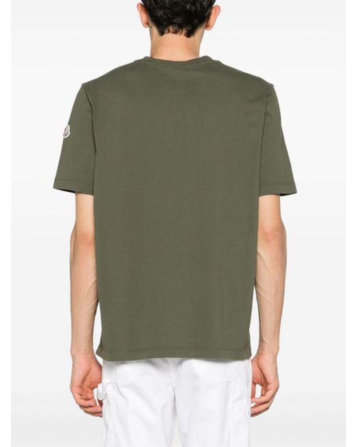 T-shirt en coton à logo brodé Moncler pour homme en coloris Green