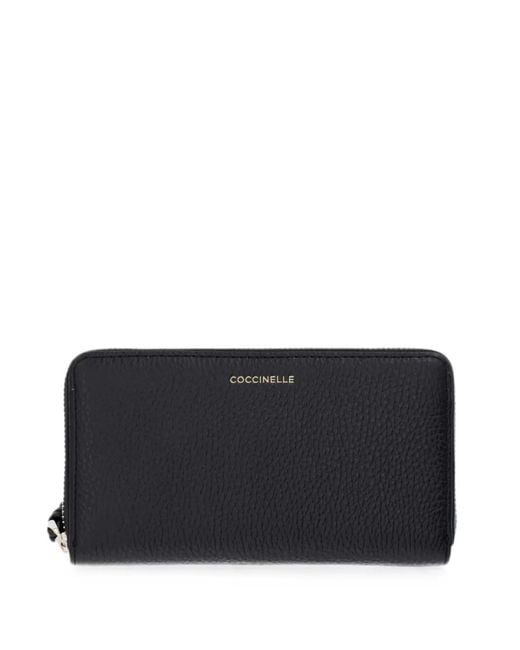 Coccinelle Black Grained-Leather Zip-Around Wallet