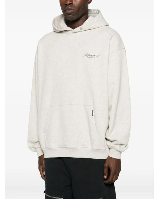 Represent White Logo-Print Hoodie for men