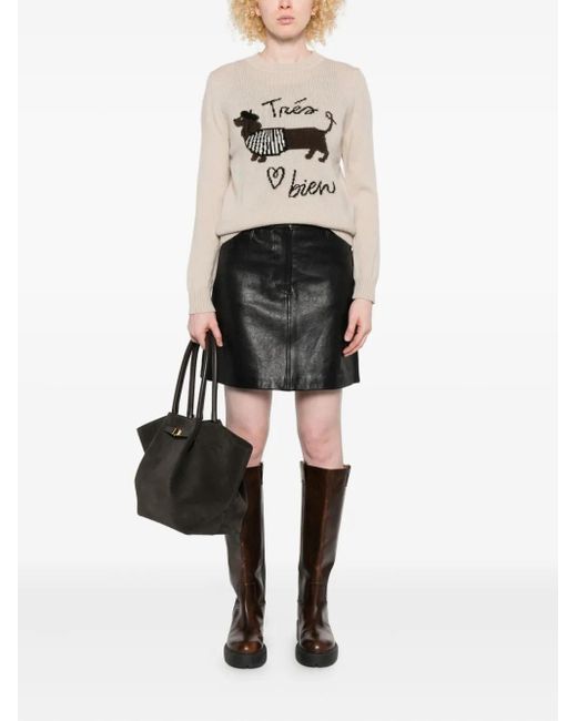Weekend by Maxmara Natural Embroidered Crew Neck Sweater