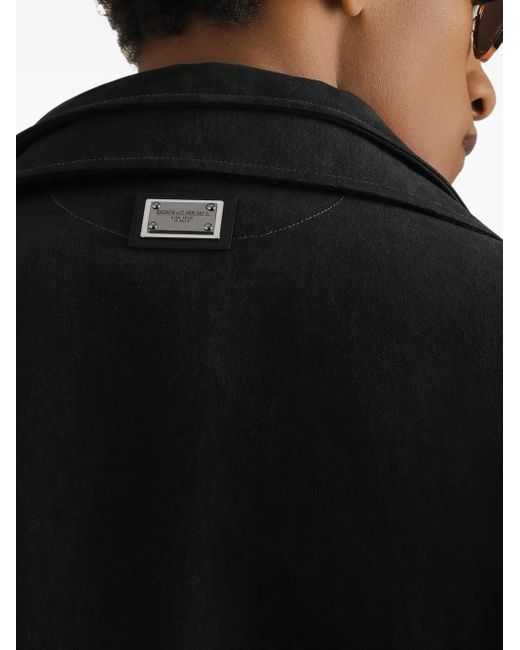 Dolce & Gabbana Black Button-Fastening Patch-Pocket Coat for men