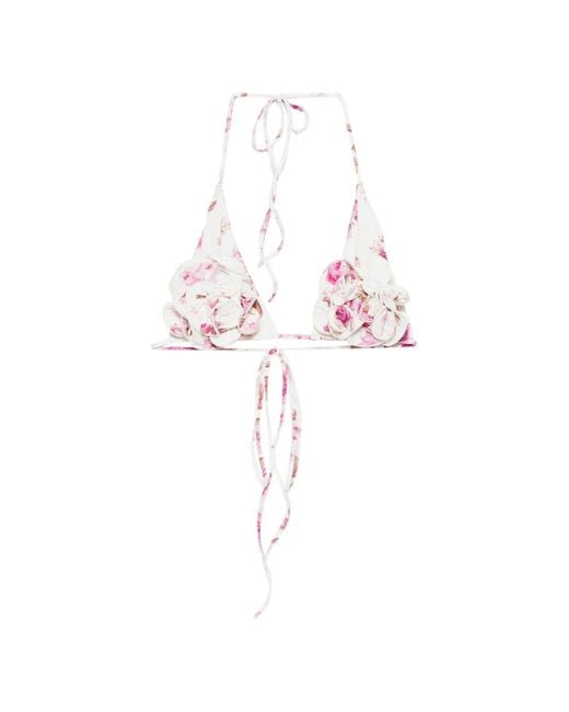 Magda Butrym Pink Floral-Print Bikini Top