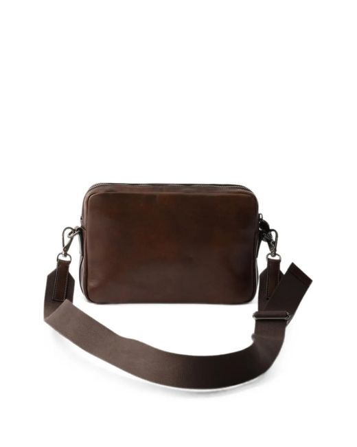 Prada Brown Leather Shoulder Bag for men