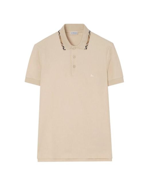 Burberry Natural Check Trim Cotton Polo Shirt for men
