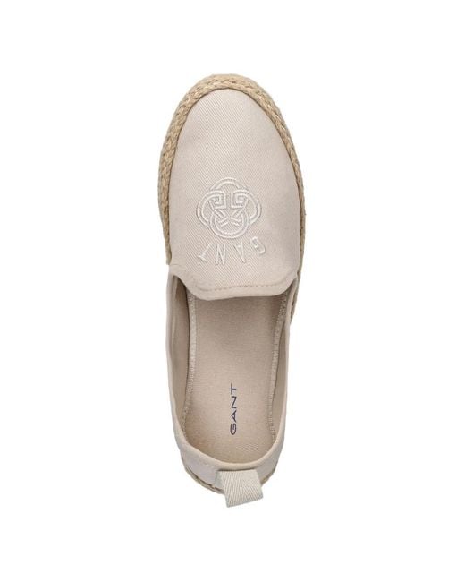 Gant White Embroidered Logo-Patch Espadrilles