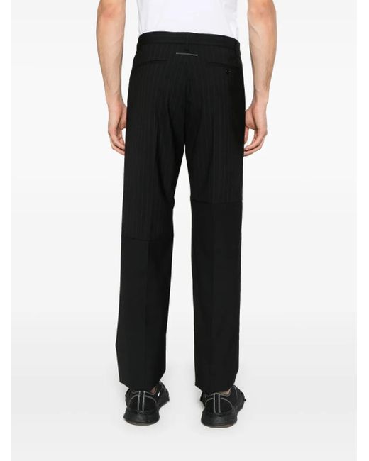 MM6 by Maison Margiela Black Panelled Pinstripe Tailored Trousers for men