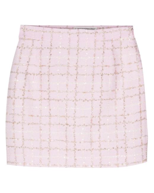 Alessandra Rich Pink Sequin-Embellished Tweed Mini Skirt