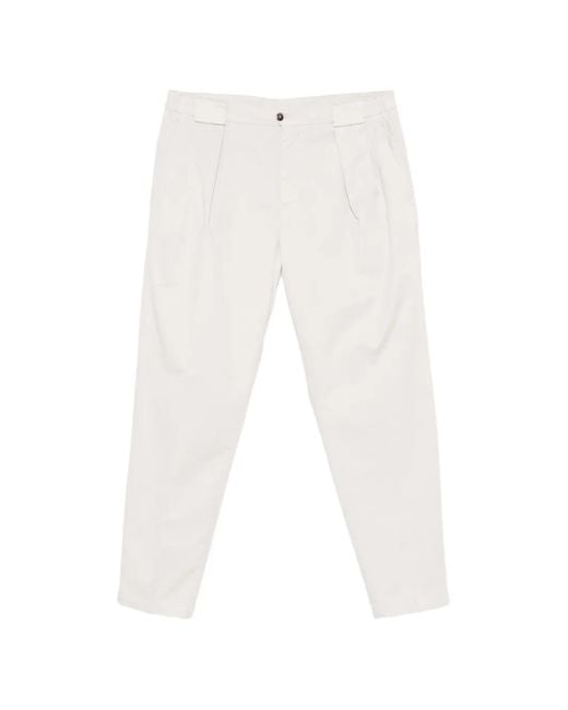 VELA SHOP White Pleated-Detail Tapered Trousers for men
