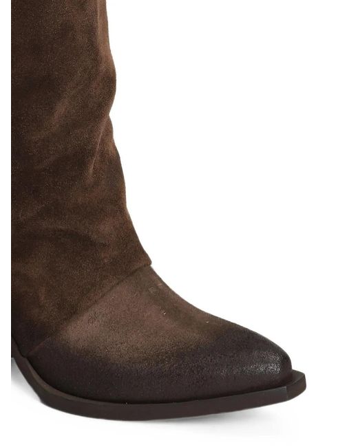 METISSE Brown Texan Knee-High Suede Boots