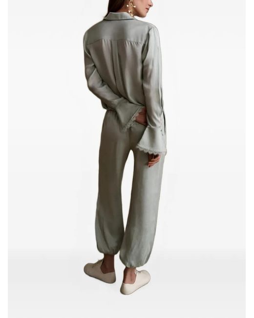 Hevron Green Halina Drawstring-Waist Elasticated-Cuff Trousers