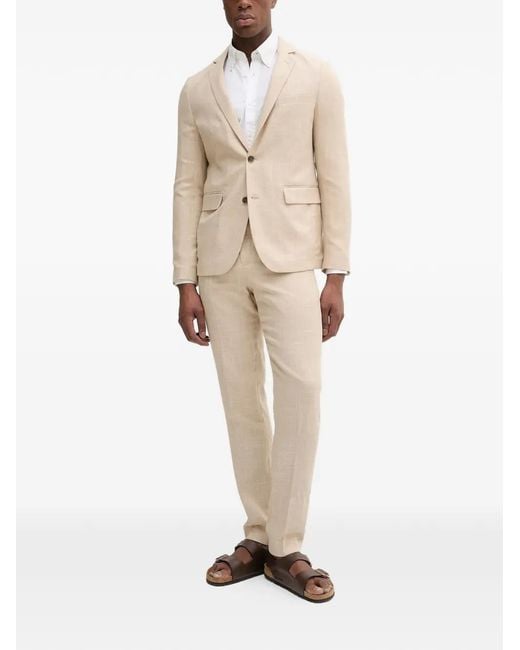 Lindbergh Natural Buttoned Notched-Lapels Suit for men
