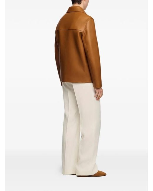 Sandro Brown Buttoned Lambskin Jacket for men