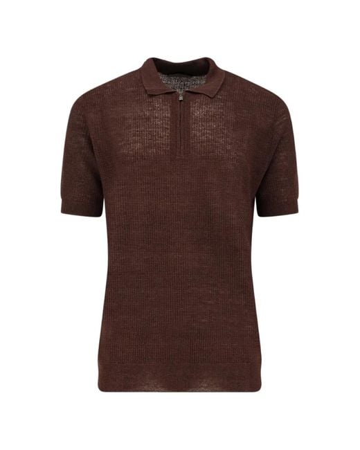 Corneliani Brown Half-Zip Polo Shirt for men