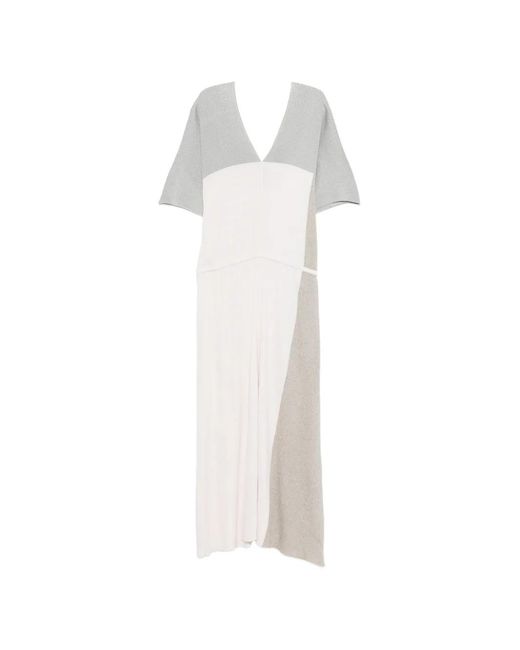 Lorena Antoniazzi White V-Neck Colourblock Dress