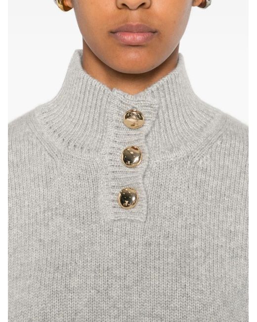 Brandon Maxwell Gray The Rowe High-neck Button-front Sweater