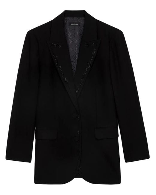 Zadig & Voltaire Black Viva Rhinestone Blazer