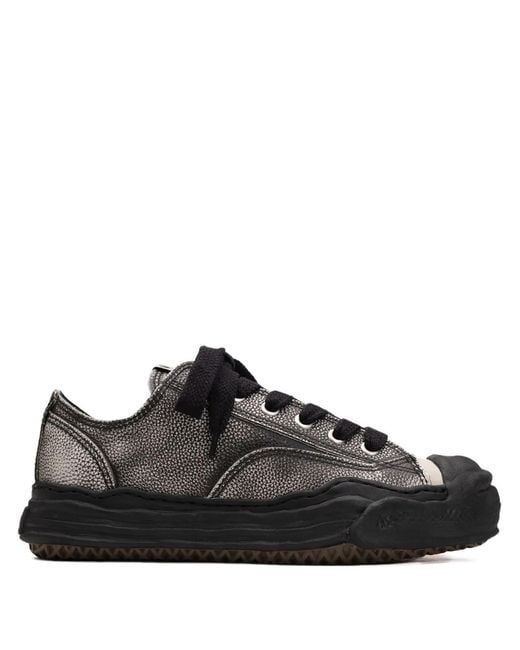 Maison Mihara Yasuhiro Black Brushed Leather Low-Top Trainers