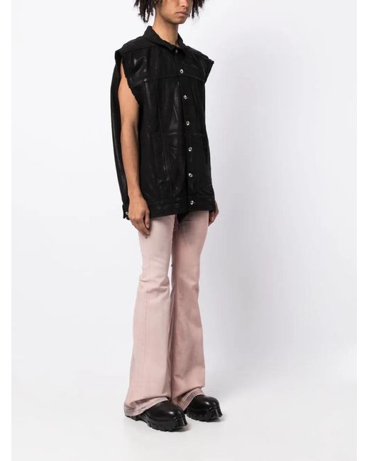 Rick Owens Black Sleeveless Wax-Coated Cotton Vest