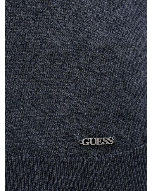 Guess Blue Roll-Neck Logo Sweater for men