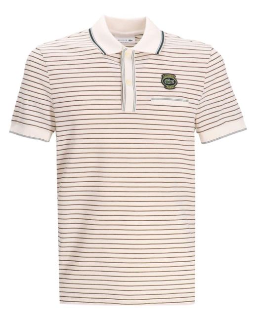 Polo rayé en coton à logo appliqué Lacoste pour homme en coloris Natural