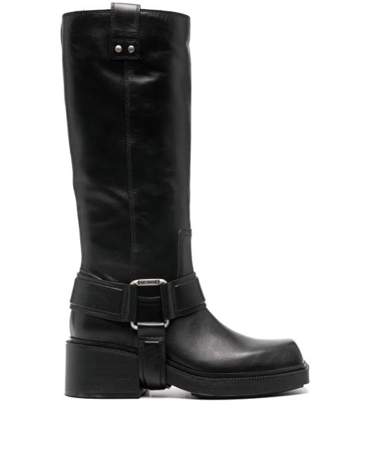 Vic Matié Black Pampas Calf-Calf Length Boots