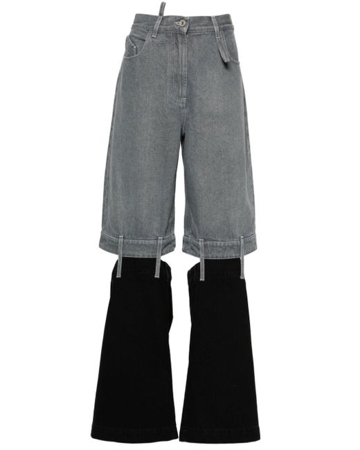 The Attico Gray Weite Jeans mit Kontrasteinsätzen