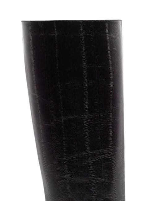 Castagna Black Debby Textured Knee-High Boots