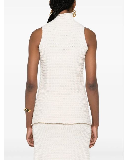 Jil Sander White High-Neck Knitted Top