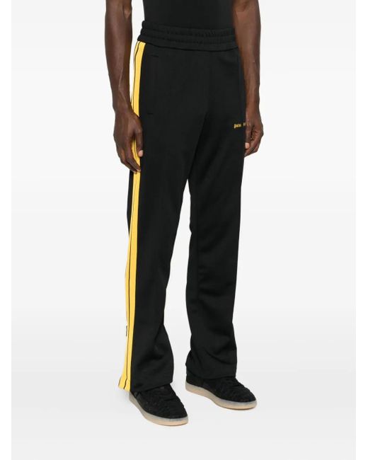 Palm Angels Black Logo-Embroidered Side-Stripe Track Pants for men