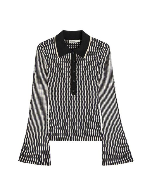 Jonathan Simkhai Gray Collen Knitted Polo Top