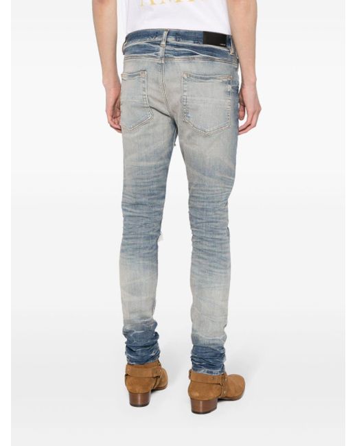 Amiri Gerafelde Slim-fit Jeans in het Blue voor heren