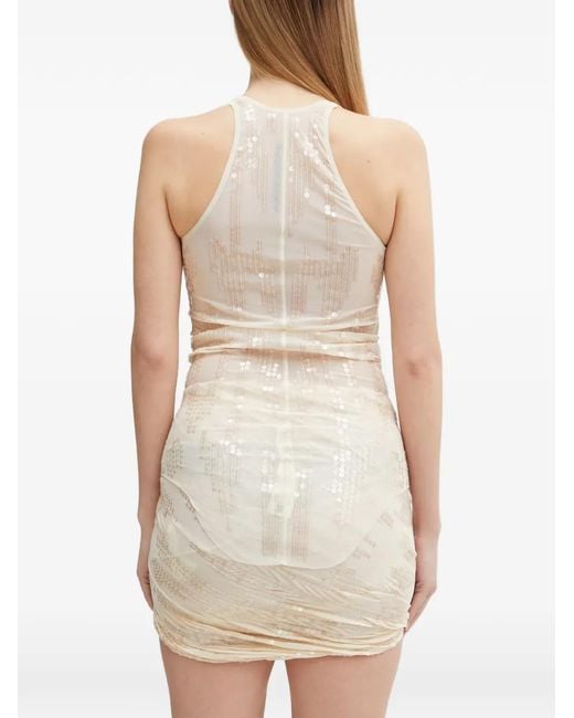 Rick Owens White Sequin-Embellished Semi-Sheer Top