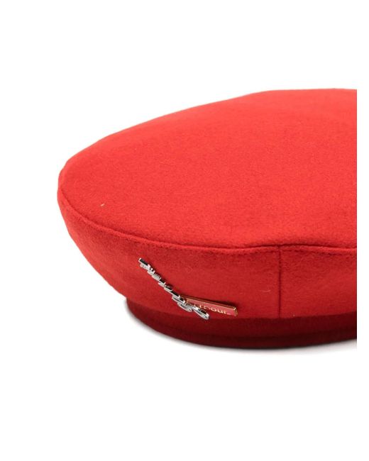 Barbour Red Logo-Brooch Beret