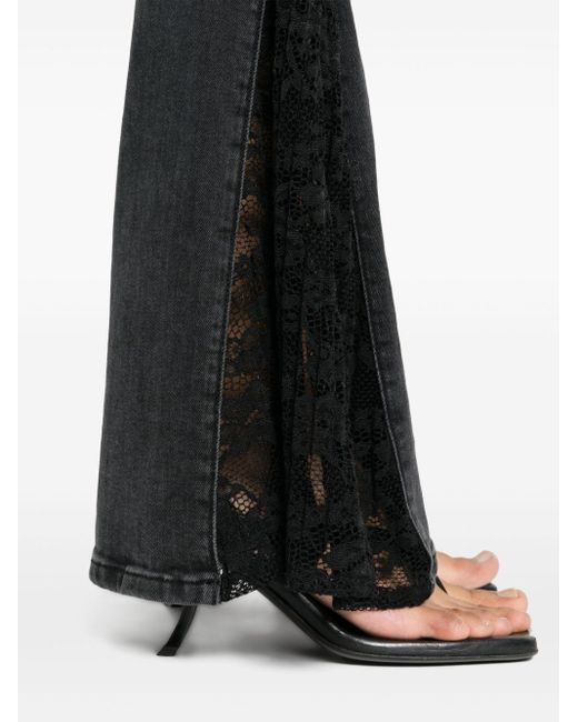 Liu Jo Lace-panels Flared Jeans in het Black