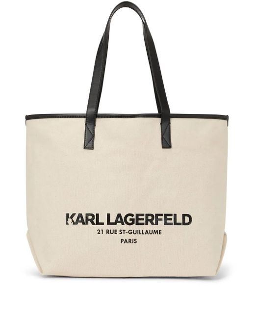 Karl Lagerfeld Natural Rue St-Guillaume Canvas Tote Bag