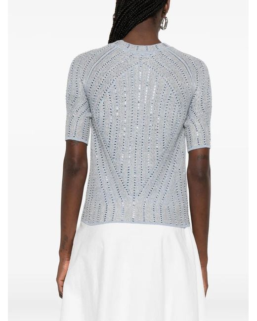 Ermanno Scervino Blue Openwork T-Shirt