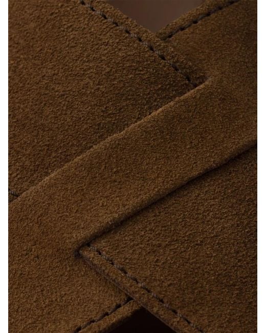 Prada Brown Buckle-Strap Suede Sandals