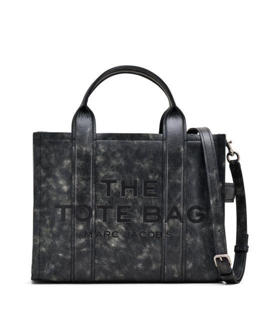 Bolso The Medium Distressed Leather Tote Marc Jacobs de color Black