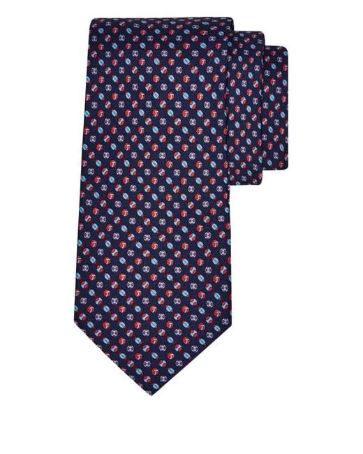 Ferragamo Blue Print Silk Tie for men