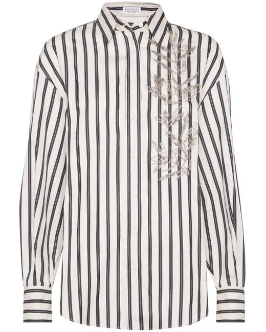 Brunello Cucinelli Flora エンブロイダリーシャツ White