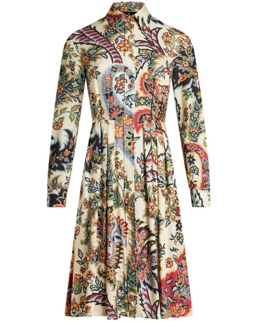 Etro Natural Paisley Print Shirt Dress