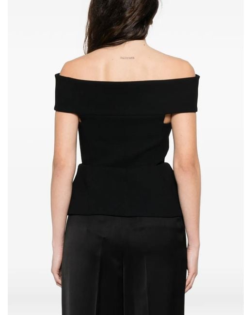 Khaite Black Verone Cut-Out Blouse