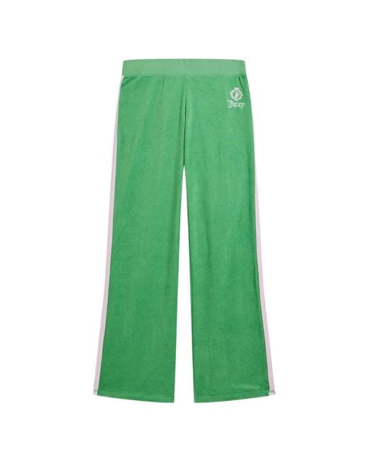 Juicy Couture Green Logo-Embroidery Terry Track Pants