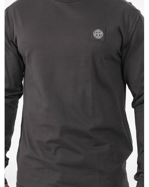 Stone Island Long-Sleeved Patch T-Shirt in Gray for Men Lyst - Main Image