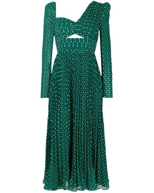 Self-Portrait Green Fil Coupé Asymmetric Dress
