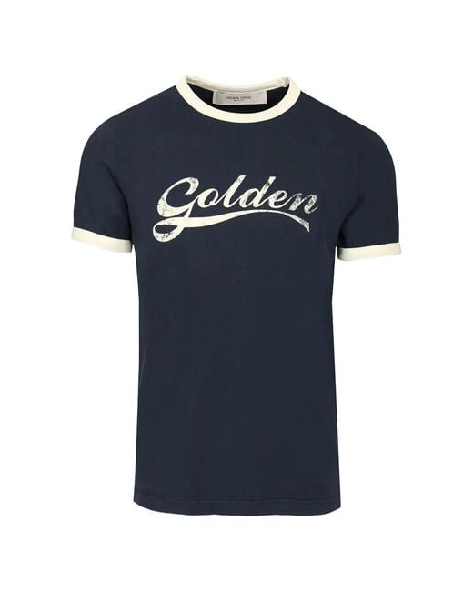 Golden Goose Deluxe Brand Blue Journey Logo-Print T-Shirt for men