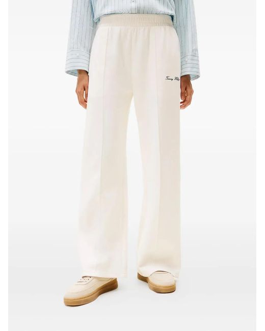 Tommy Hilfiger White Logo-Embroidered Track Pants