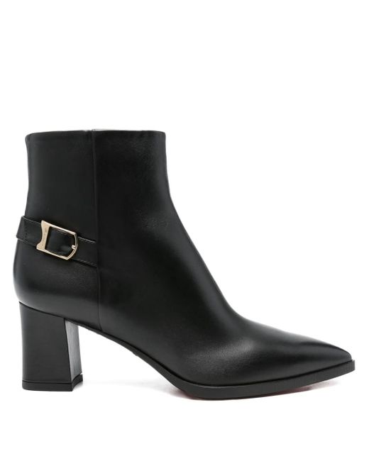 Santoni Black 70Mm Buckle-Detail Pointed-Toe Boots