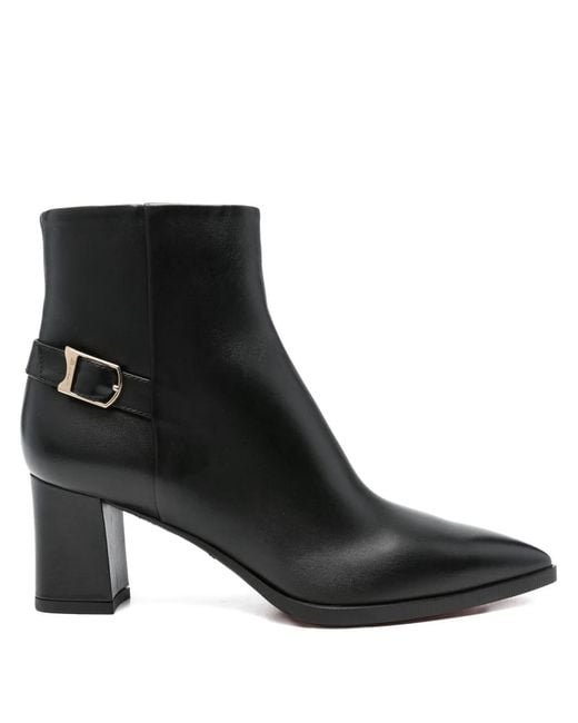 Santoni Black 70Mm Buckle-Detail Pointed-Toe Boots